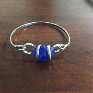 Blue sea glass bracelet